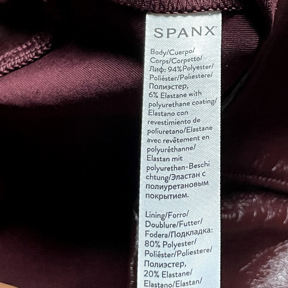 NWOT Spanx Leggings Womens Large Burgundy Red Faux Patent Leather 20301R Ruby - Picture 7 of 9